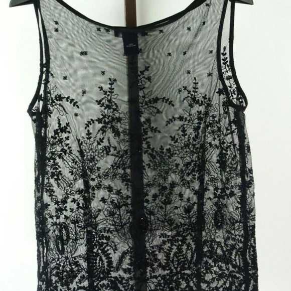 Ann Taylor Tops - Ann Taylor Sheer Black Sheer Sleeveless Floral Embroidered Blouse Woman’s Size12